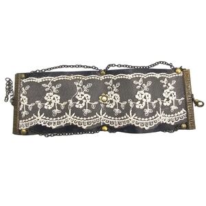 Victorian/Steampunk Inspired Lace & Leather Cuff Bracelet